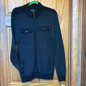 Marc Anthony Black Zip Up Sweater with Textured Knit
